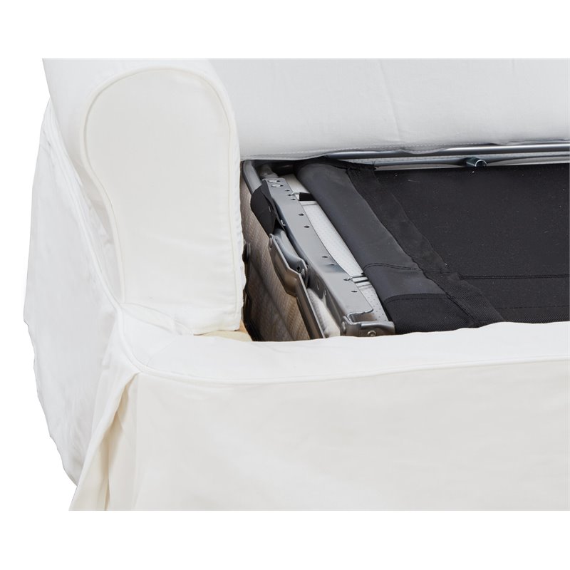 Sunset Trading Horizon Cotton Slipcover Reversible Chaise Sleeper Sofa in White
