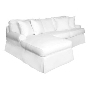 Sunset Trading Horizon Cotton Slipcover Reversible Chaise Sleeper Sofa in White