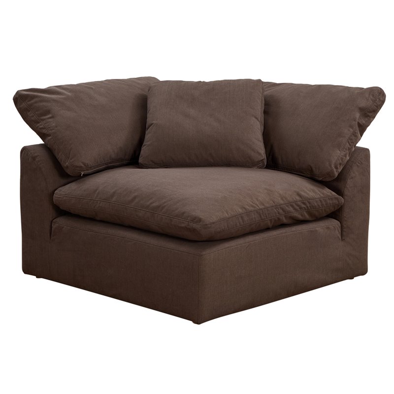 Sunset Trading Puff 5-Piece Fabric Slipcover Sectional Sofa in Brown