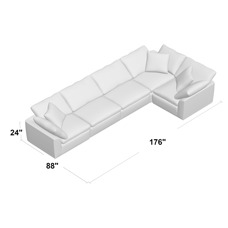 Sunset Trading Puff 5-Piece Fabric Slipcover Sectional Sofa in Brown