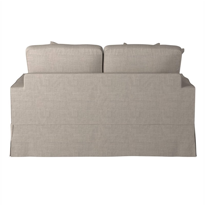 Sunset Trading Americana Box Cushion Fabric Slipcovered Loveseat in Light Gray