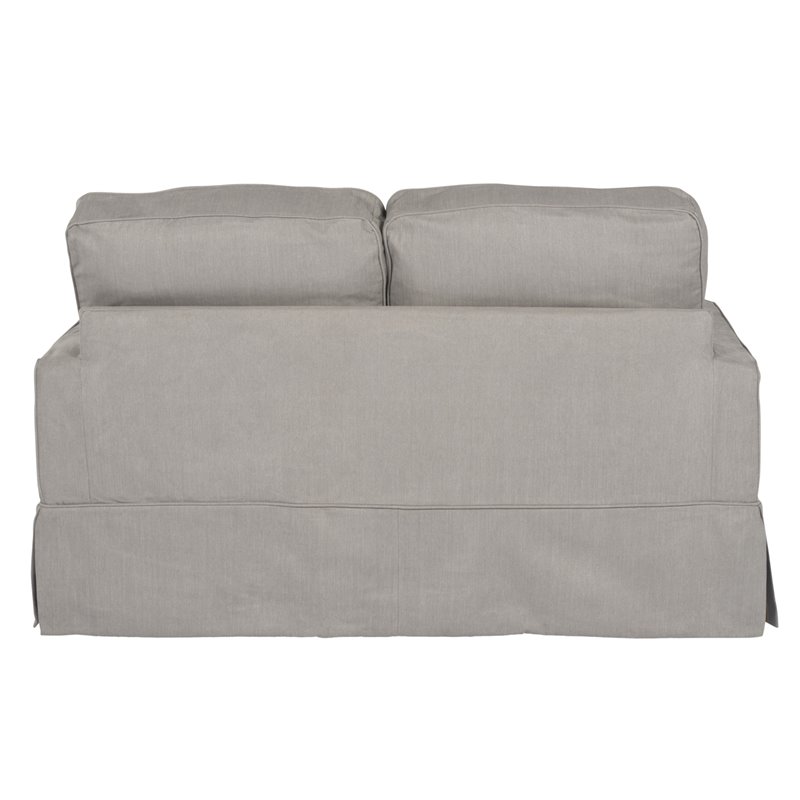 Sunset Trading Americana Box Cushion Fabric Slipcovered Loveseat in Gray