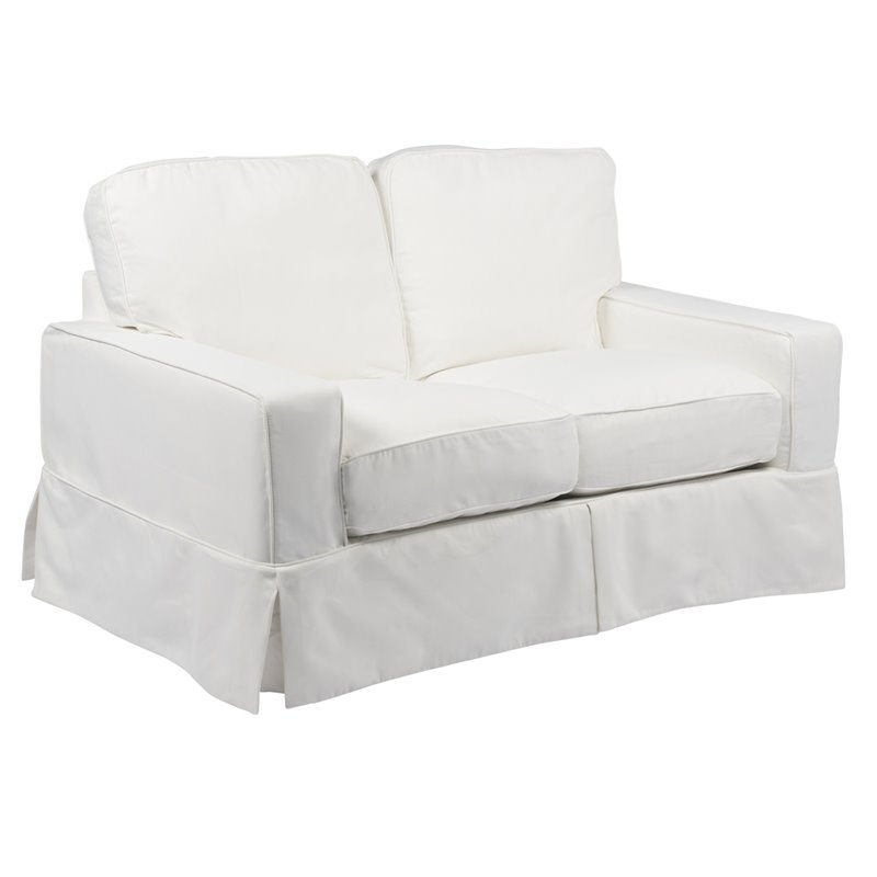 Sunset Trading Americana Fabric Slipcover for Track Arm Loveseat in White
