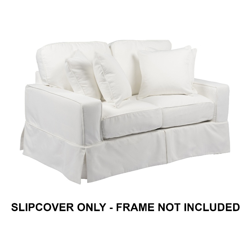 Sunset Trading Americana Fabric Slipcover for Track Arm Loveseat in White