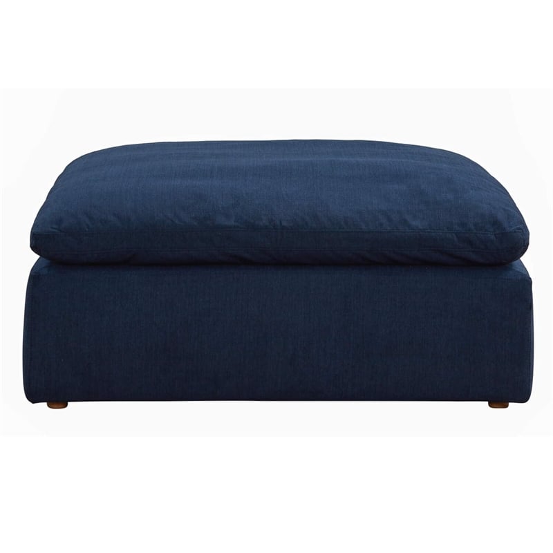 Sunset Trading Puff Fabric Slipcovered Sectional Modular Ottoman in Navy