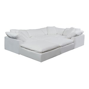 Sunset Trading Puff 6-Piece Fabric Slipcover Sectional Sofa in White
