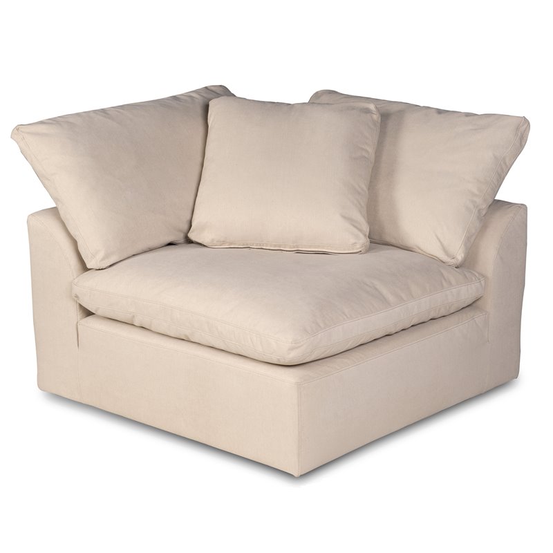 Sunset Trading Puff 2-Piece Fabric Slipcover Modular Sectional Sofa in Tan