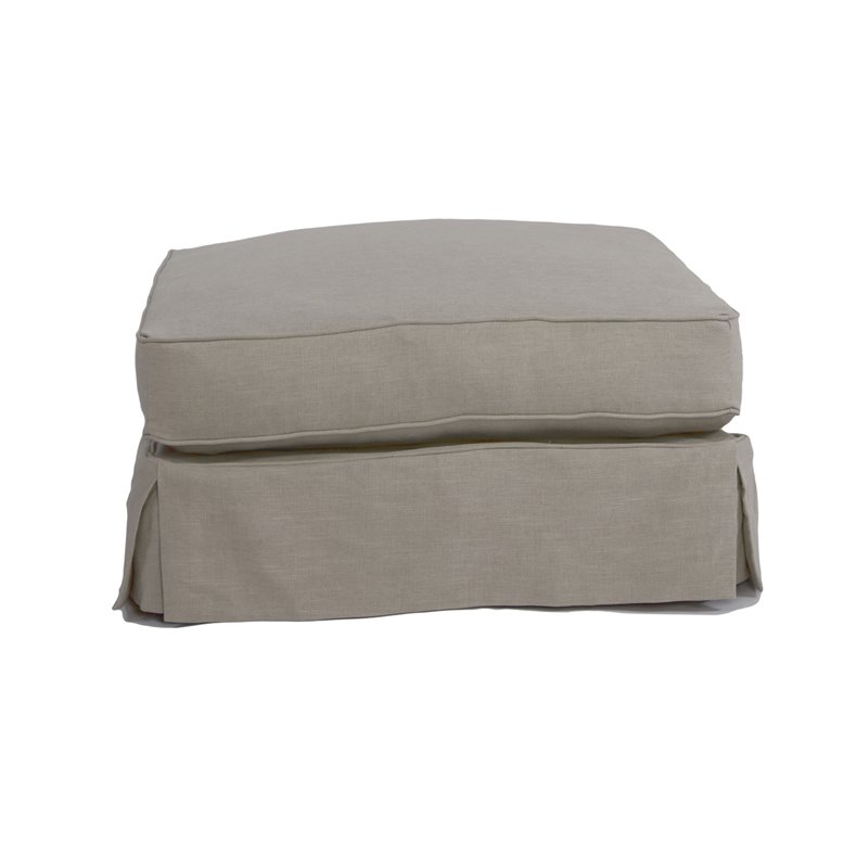 Sunset Trading Americana Fabric Slipcovered Chair and Ottoman in Light Gray