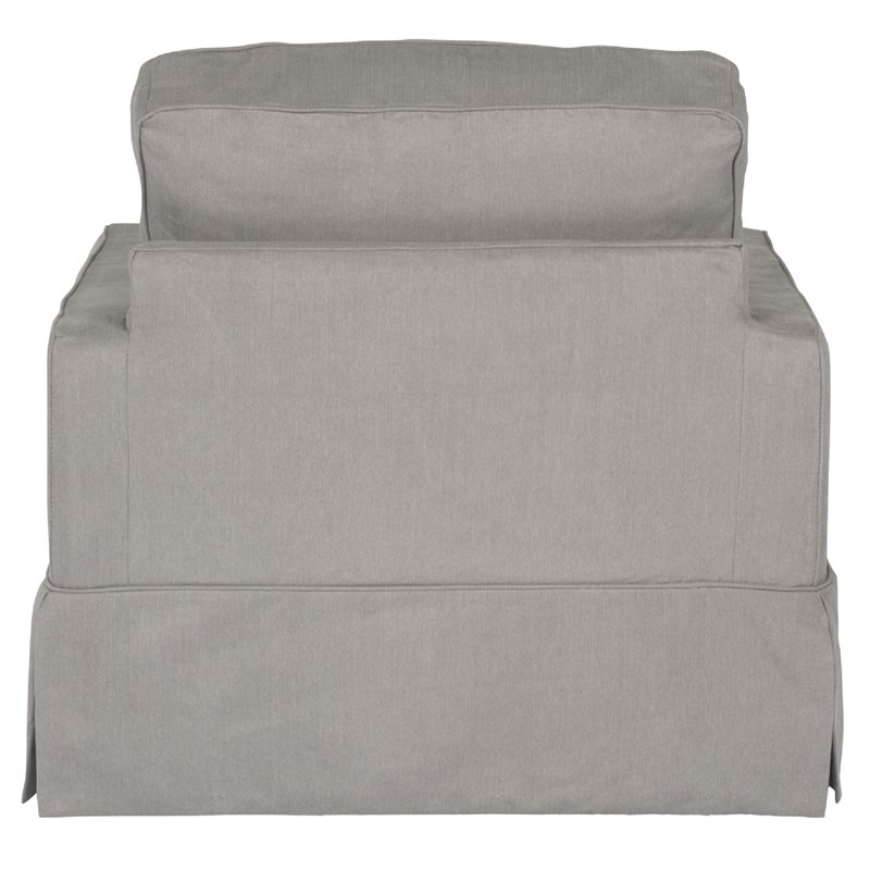 Sunset Trading Americana Box Cushion Fabric Slipcovered Chair & Ottoman in Gray