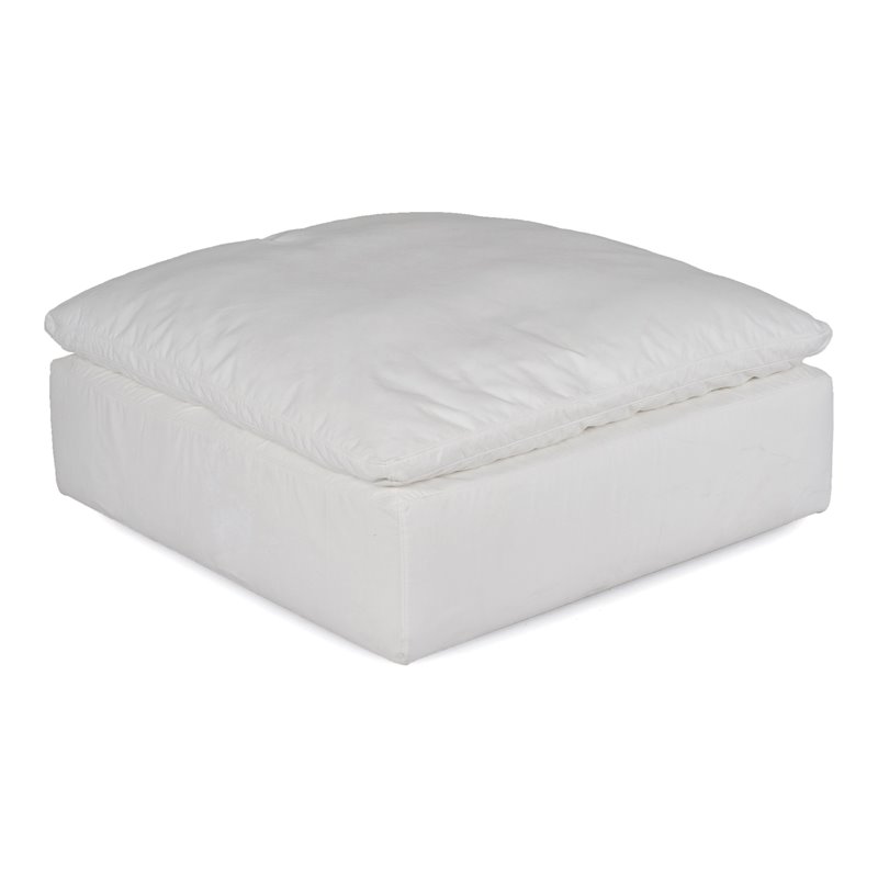 Sunset Trading Puff Fabric Slipcovered Sectional Modular Ottoman in White