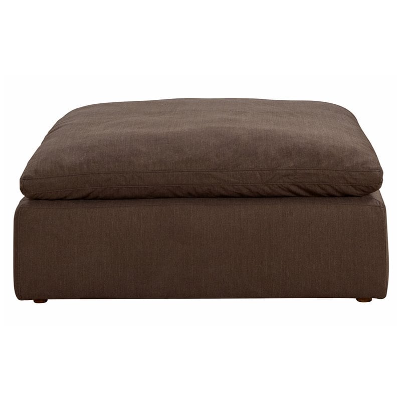 Sunset Trading Puff Fabric Slipcovered Sectional Modular Ottoman in Brown