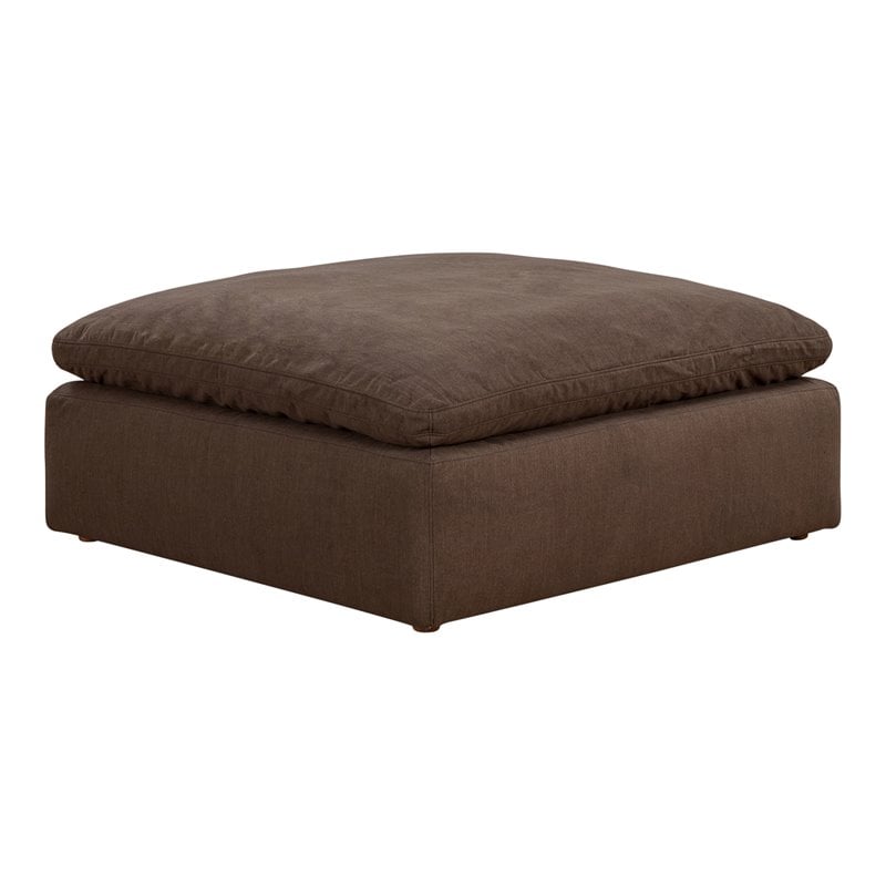 Sunset Trading Puff Fabric Slipcovered Sectional Modular Ottoman in Brown