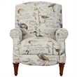 Sunset Trading Bird Script Fabric Manual Reclining Chair in Ivory