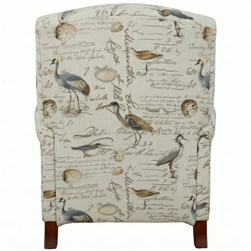 Sunset Trading Bird Script Fabric Manual Reclining Chair in Ivory