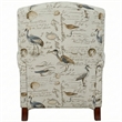 Sunset Trading Bird Script Fabric Manual Reclining Chair in Ivory