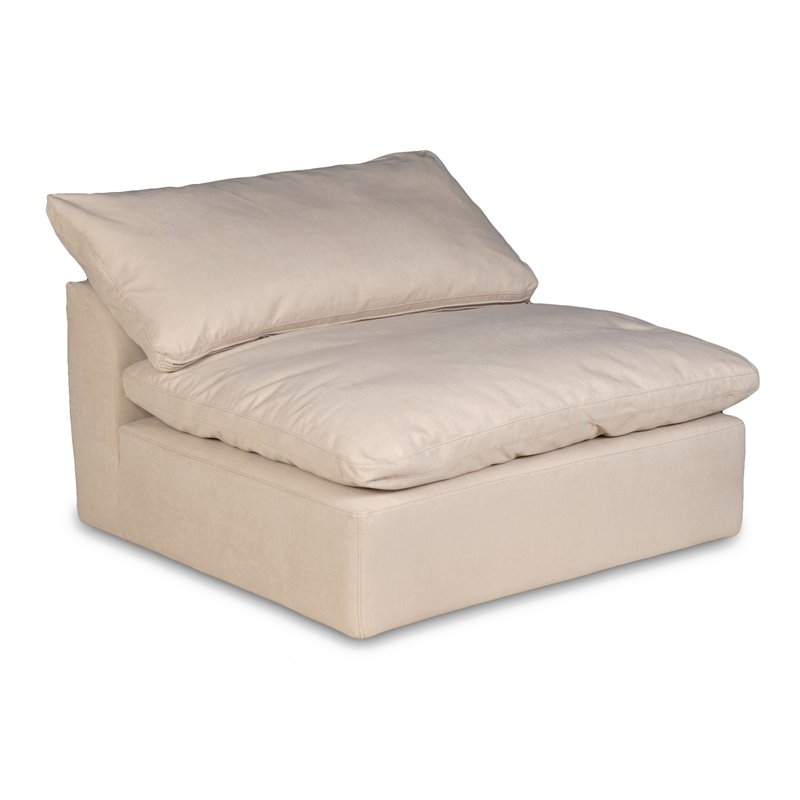 Sunset Trading Puff 7-Piece Fabric Slipcovered Modular Sectional in Tan