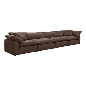 Sunset Trading Puff 4-Piece Fabric Slipcover Sectional Sofa in Brown