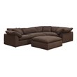 Sunset Trading Puff 5-Piece L-Shape Fabric Slipcover Sectional in Brown