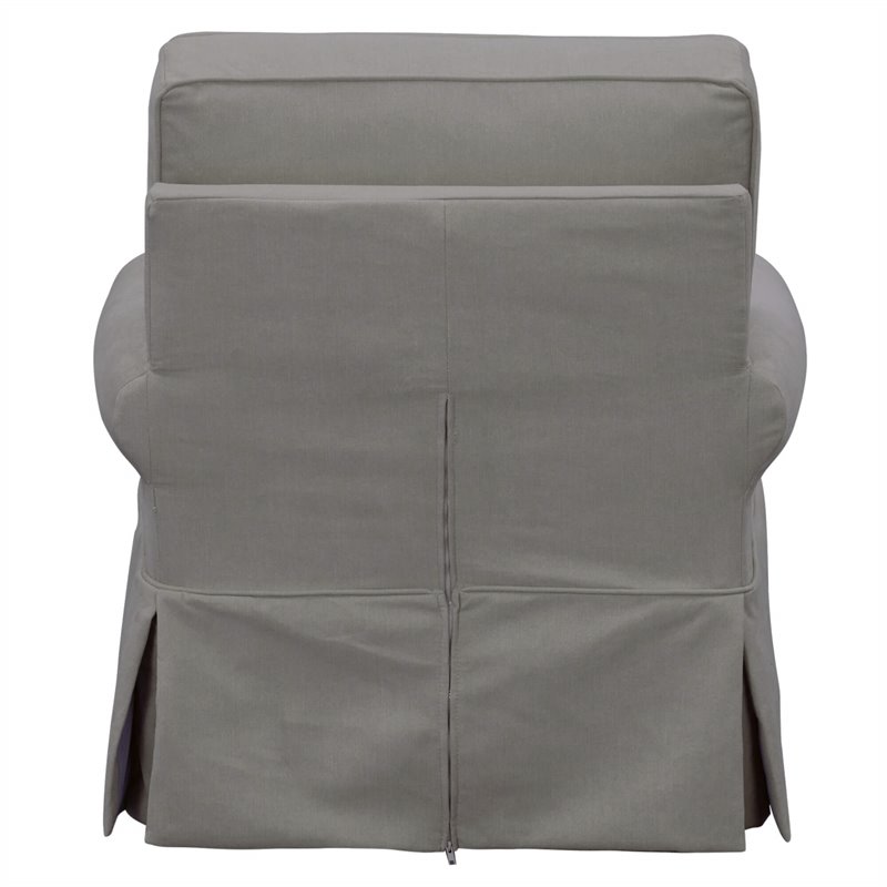 Sunset Trading Horizon Fabric Slipcovered Swivel Rocking Chair & Ottoman in Gray