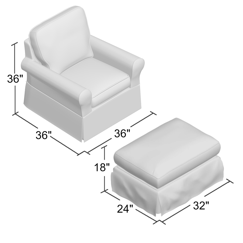 Sunset Trading Horizon Fabric Slipcovered Swivel Rocking Chair & Ottoman in Gray