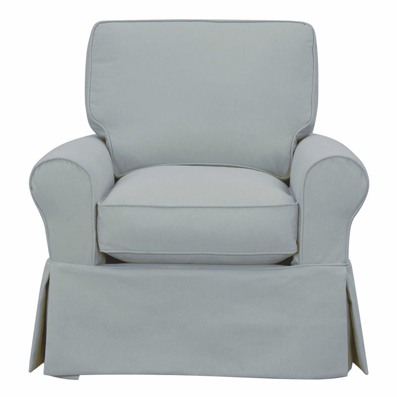 Sunset Trading Horizon Fabric Slipcovered Swivel Rocking Chair in Ocean Blue