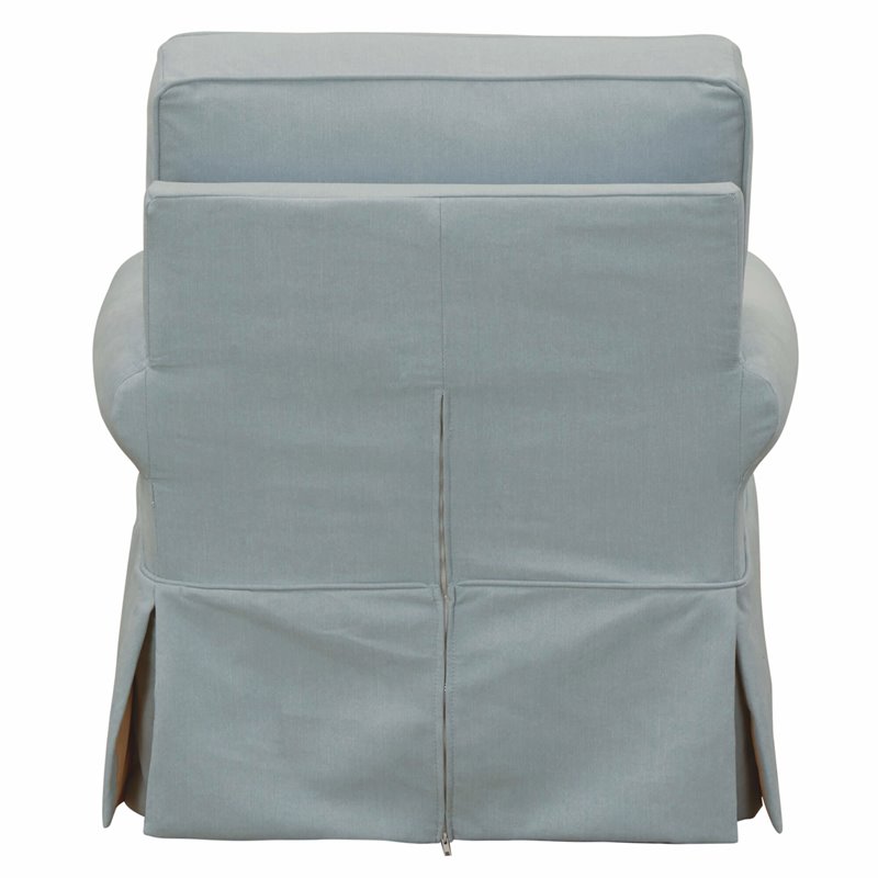 Sunset Trading Horizon Fabric Slipcovered Swivel Rocking Chair in Ocean Blue