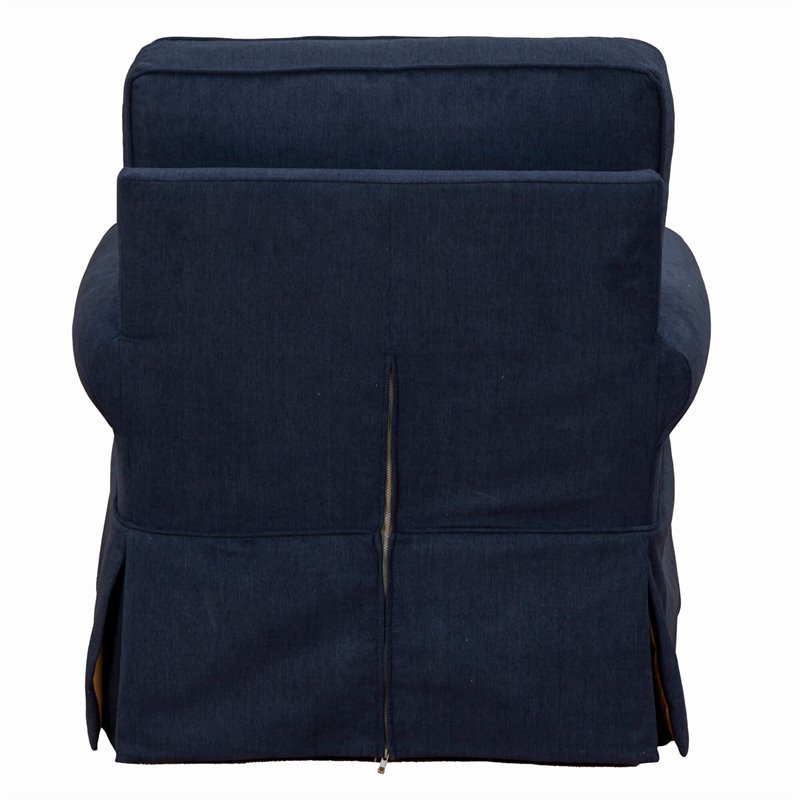 Sunset Trading Horizon Fabric Slipcovered Swivel Rocking Chair in Navy Blue