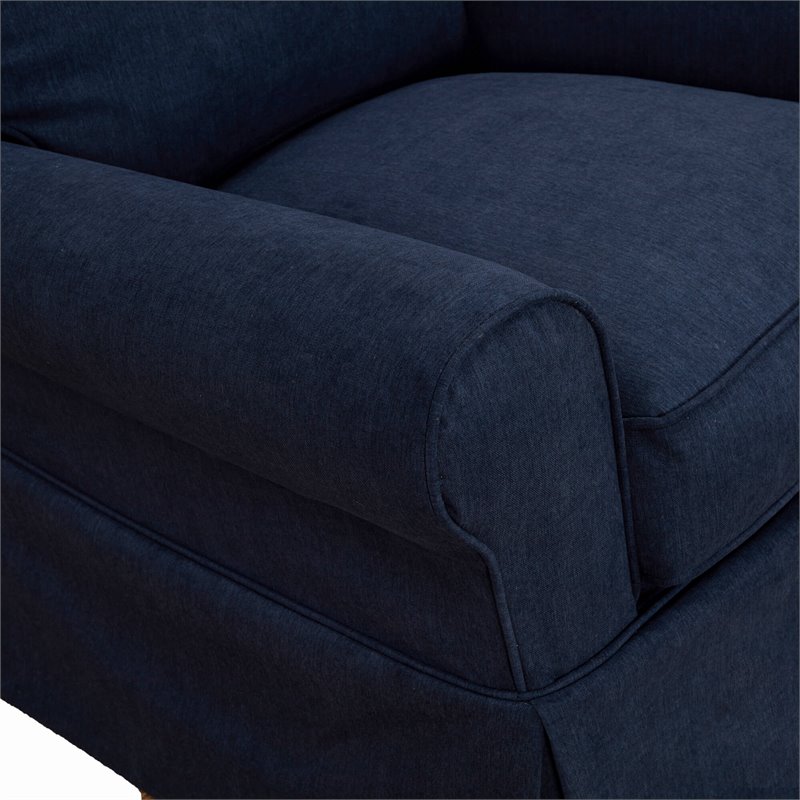 Sunset Trading Horizon Fabric Slipcovered Swivel Rocking Chair in Navy Blue
