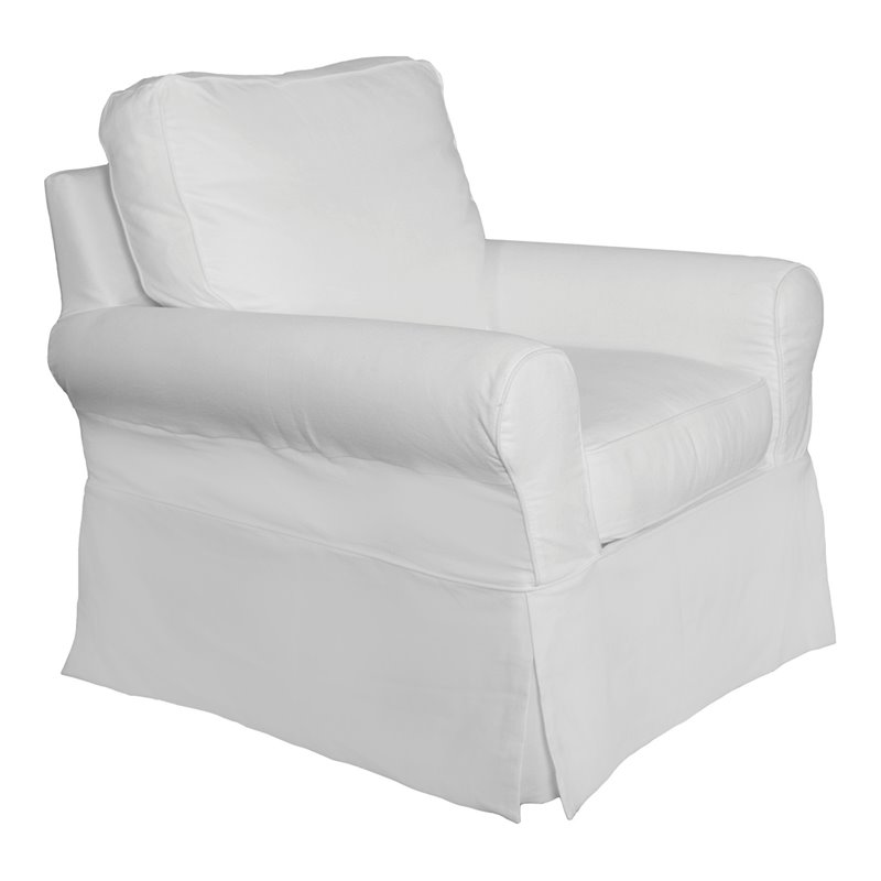 Sunset Trading Horizon Fabric Slipcovered Swivel Rocking Chair in Warm White