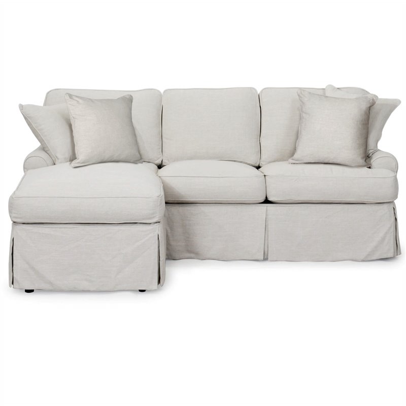Sunset Trading Horizon Fabric Slipcover Reversible Chaise Sleeper Sofa in Gray