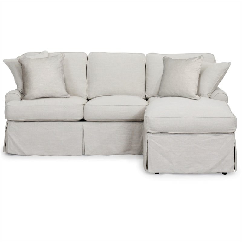 Sunset Trading Horizon Fabric Slipcover Reversible Chaise Sleeper Sofa in Gray