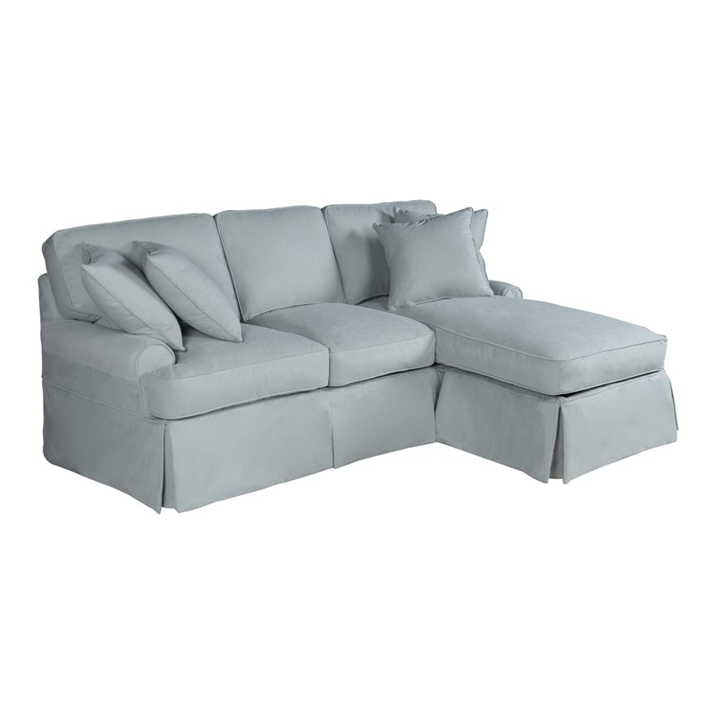 Sunset Trading Horizon Fabric Slipcover Reversible Chaise Sleeper Sofa in Blue