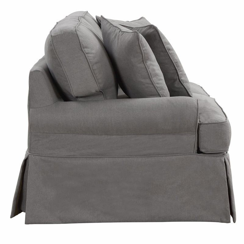 Sunset Trading Horizon T-Cushion Fabric Slipcovered Sofa in Gray