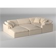Sunset Trading Puff 6-Piece Fabric Slipcover Pit Sectional Sofa in Tan