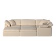 Sunset Trading Puff 6-Piece Fabric Slipcover Pit Sectional Sofa in Tan