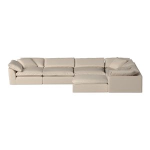 Sunset Trading Puff 6-Piece L-Shaped Fabric Slipcover Sectional in Tan