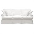 Sunset Trading Horizon T-Cushion Cotton Slipcovered Sofa in Warm White Fabric