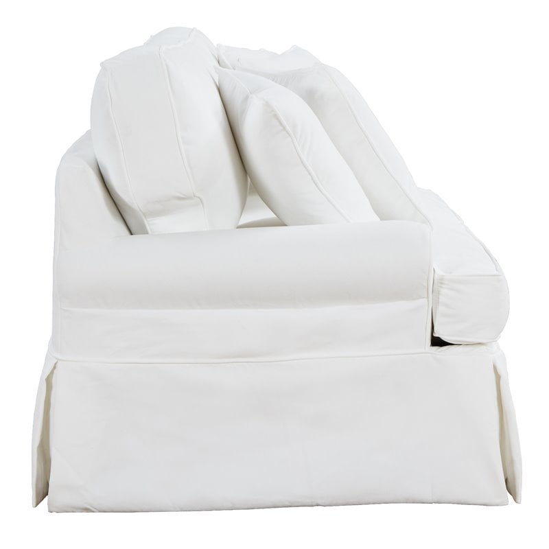Sunset Trading Horizon T-Cushion Cotton Slipcovered Sofa in Warm White Fabric