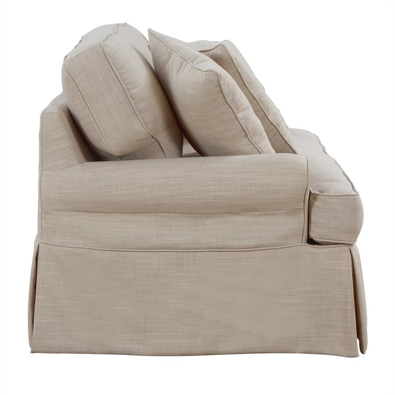 Sunset Trading Horizon T-Cushion Fabric Slipcovered Sofa in Linen Beige
