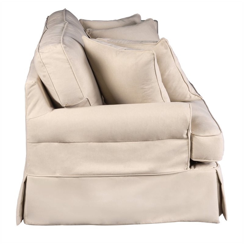 Sunset Trading Horizon T-Cushion Fabric Slipcovered Loveseat in Tan