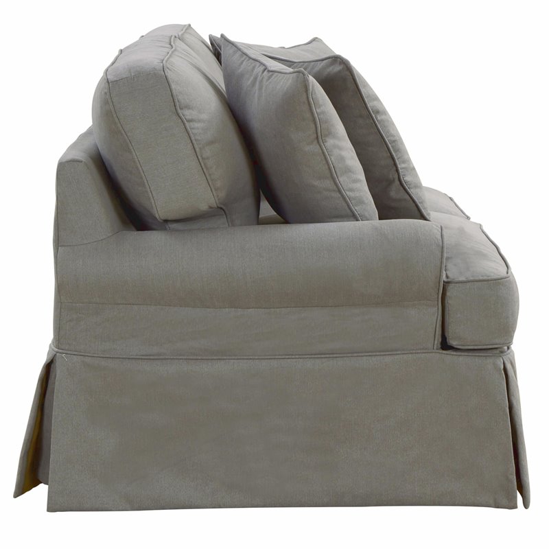 Sunset Trading Horizon T-Cushion Fabric Slipcovered Loveseat in Gray