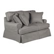 Sunset Trading Horizon T-Cushion Fabric Slipcovered Loveseat in Gray