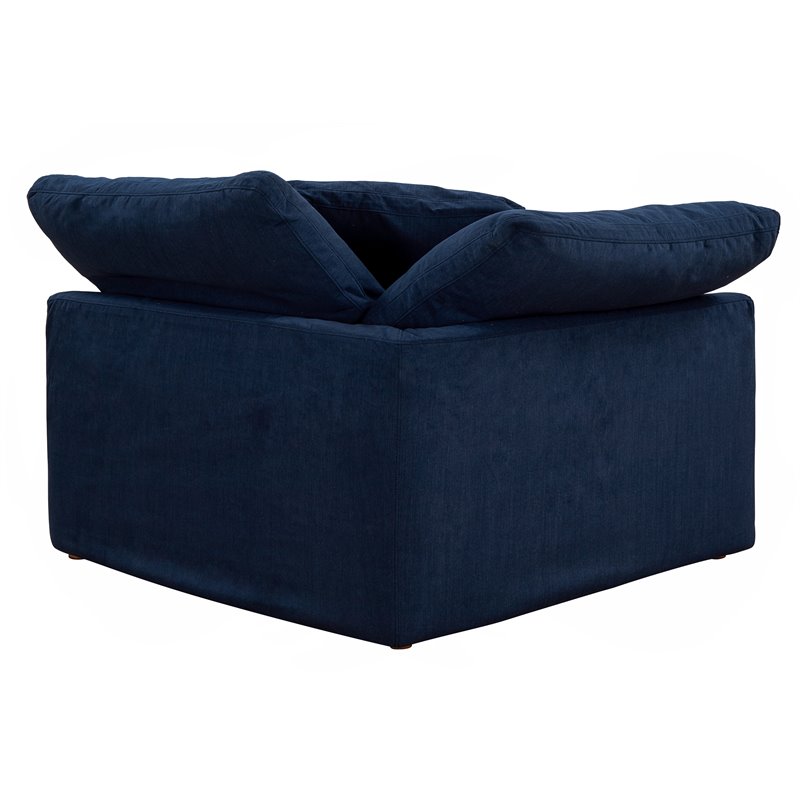 Sunset Trading Puff 3-Piece L-Shaped Fabric Slipcover Sectional in Navy