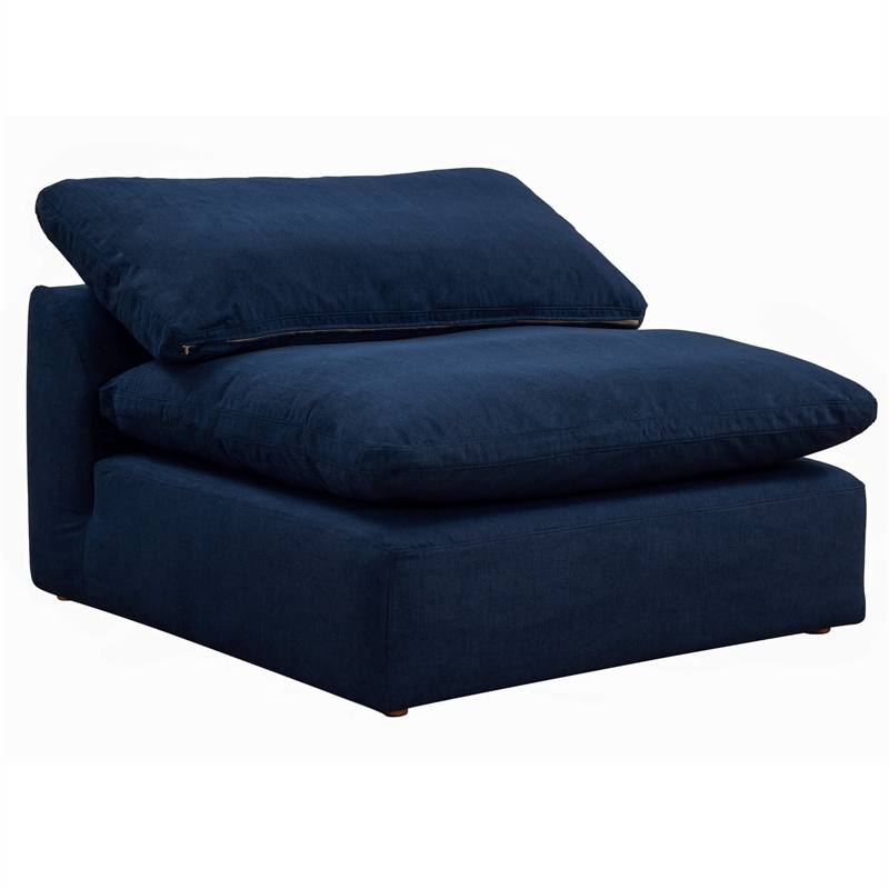 Sunset Trading Puff 5-Piece Fabric Slipcover Sectional Sofa in Navy