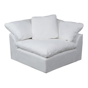 Sunset Trading Puff 44&quot Fabric Slipcovered Arm Chair in White