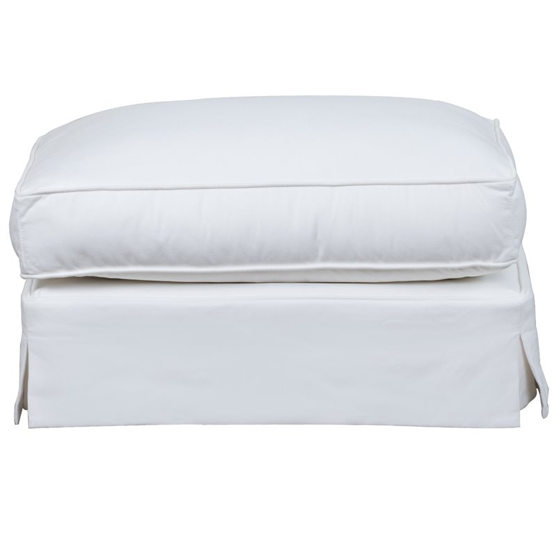 Sunset Trading Ariana Contemporary Fabric Slipcovered Ottoman in White