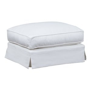 Sunset Trading Ariana Contemporary Fabric Slipcovered Ottoman in White