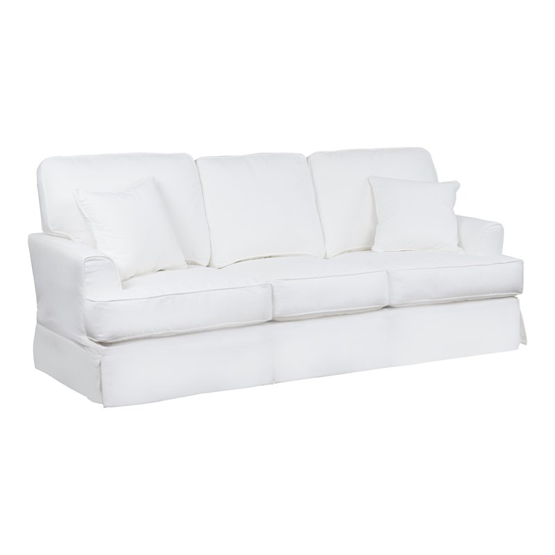 Sunset Trading Ariana Stain Resistant Fabric Slipcovered Sleeper Sofa in White