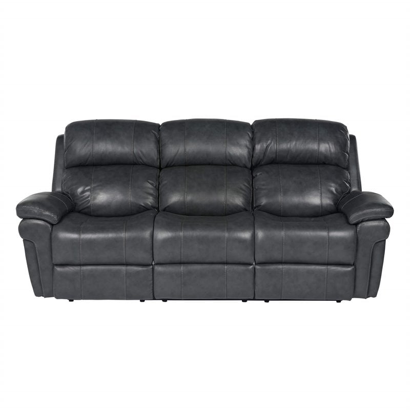 Sunset Trading Luxe Leather Reclining Sofa with Power Headrest in Gray