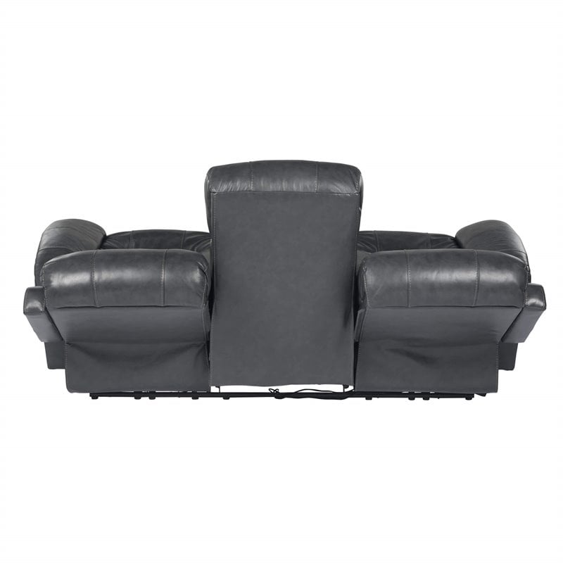 Sunset Trading Luxe Leather Reclining Sofa with Power Headrest in Gray